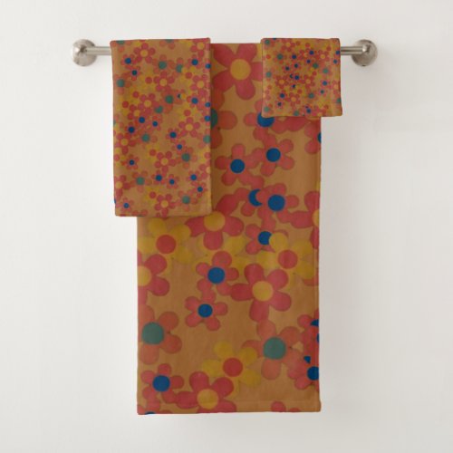 vintage watercolor flowers pattern bath towel set