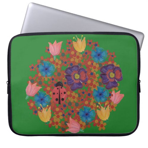 vintage watercolor flowers pattern laptop sleeve