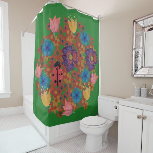 vintage watercolor flowers pattern shower curtain