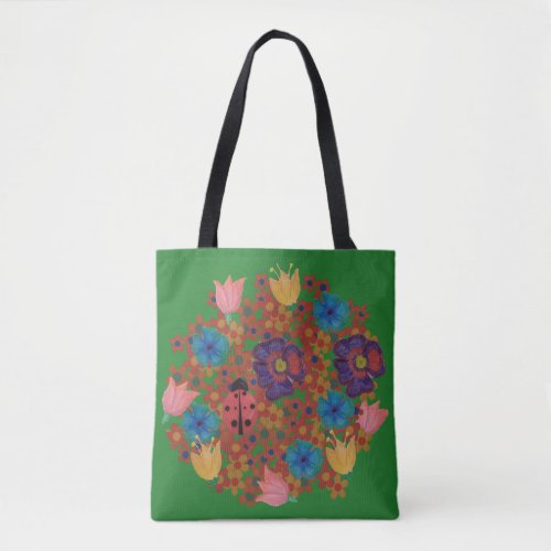 vintage watercolor flowers pattern tote bag