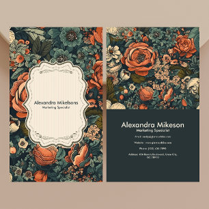 Vintage Watercolor Flowers Professional Business Card