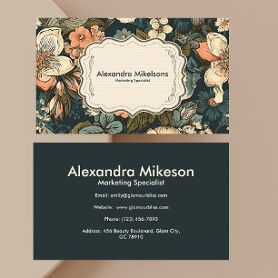 Vintage Watercolor Flowers Professional Business Card