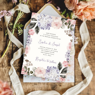 Vintage Watercolor Flowers Wedding Invitation