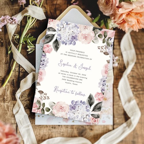 Vintage Watercolor Flowers  Wedding Invitation