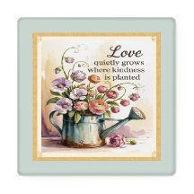 Vintage Watercolor Flowers with Quotes Coaster Set