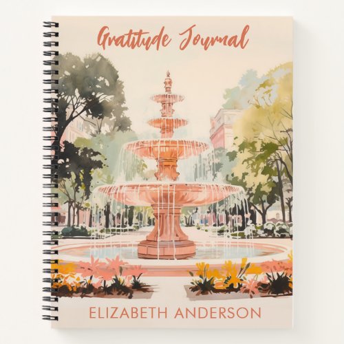 Vintage Watercolor Fountain Gratitude Journal