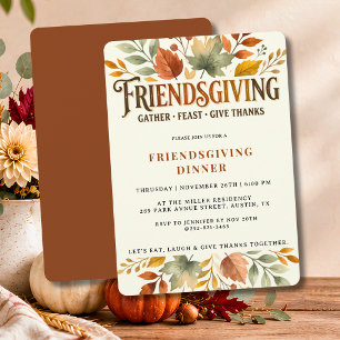 Vintage Watercolor Friendsgiving DInner Party Invitation