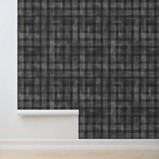 Vintage Watercolor Grey Black Gingham Pattern