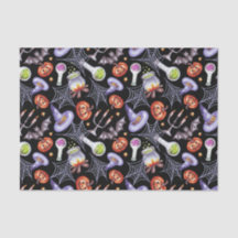 Vintage Watercolor Halloween Elements Pattern