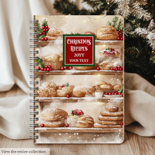 Vintage Watercolor Holiday Cookbook Notebook