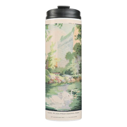 Vintage Watercolor Hotel Plaza from Central Park Thermal Tumbler