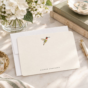 Vintage Watercolor Humming Bird Personalized Note Card