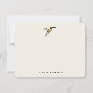 Vintage Watercolor Humming Bird Personalized Note Card
