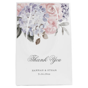 Vintage Watercolor Hydrangea and Roses   Wedding Medium Gift Bag