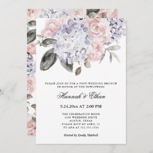 Vintage Watercolor Hydrangea Post Wedding Brunch Invitation