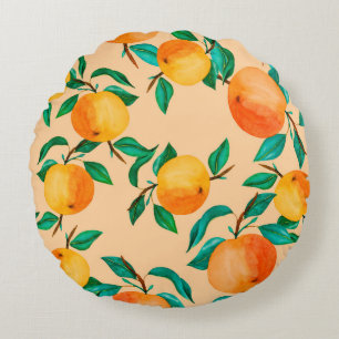Vintage watercolor illustration background mix col round pillow