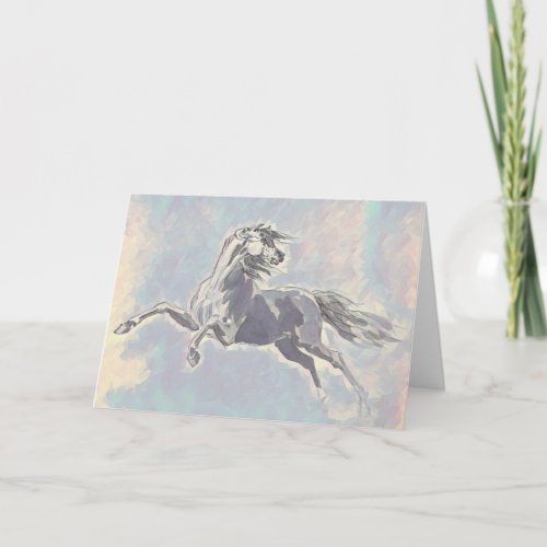 Vintage Watercolor Ink Illustrated Horse Art Card