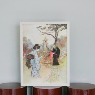 Vintage Watercolor Japanese Fairytale Poster
