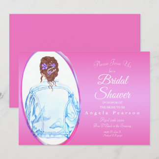 Vintage Watercolor Jean Jacket Bridal Shower Invitation