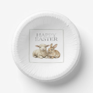 Vintage Watercolor Lamb & Rabbit Paper Bowls