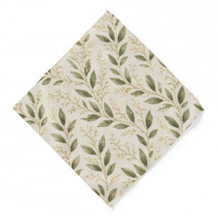 Vintage Watercolor Laurel Leaves Botanical Bandana