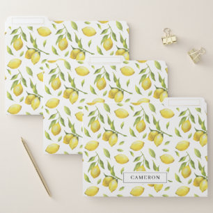 Vintage Watercolor Lemon Clusters Pattern File Folder