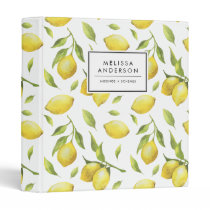 Vintage Watercolor Lemons and Greenery Pattern 3 Ring Binder Vintage Watercolor Lemons and Greenery Pattern 3 Ring Binder