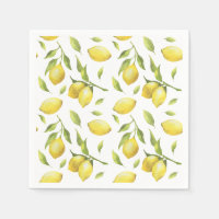 Vintage Watercolor Lemons and Greenery Pattern