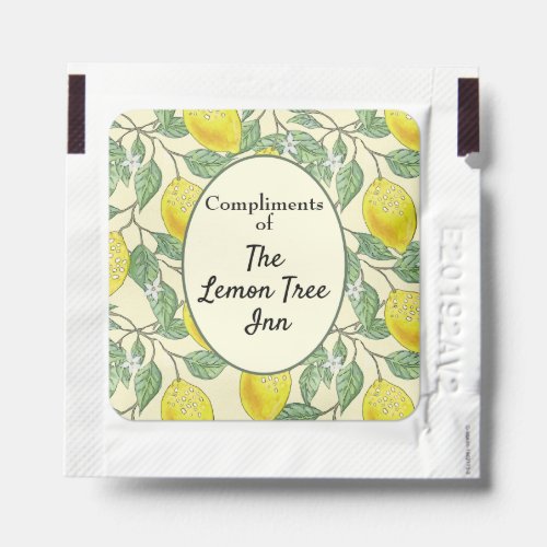 Vintage Watercolor Lemons Pattern Complimentary Hand Sanitizer Packet