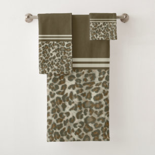Vintage Watercolor Leopard Skin Bath Towel Set