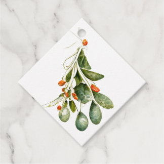 Vintage Watercolor Mistletoe Christmas Gift Tags