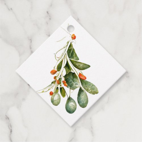 Vintage Watercolor Mistletoe Christmas Gift Tags