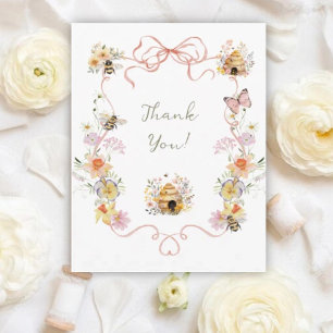 Vintage Watercolor Mommy to Bee Baby Shower Letterpress Thank You Card