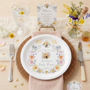 Vintage Watercolor Mommy to Bee Baby Shower Paper Plates