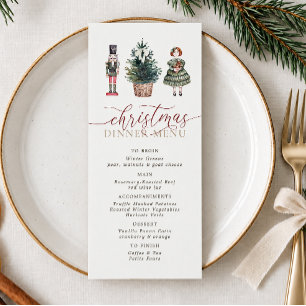 Vintage Watercolor Nutcracker Christmas Tree  Menu