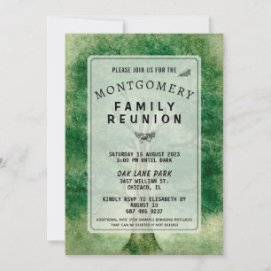 Vintage Watercolor Oak Tree Family Reunion Invitation