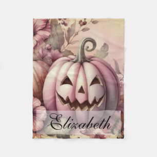 Vintage watercolor of Halloween pumpkins Fall  Fleece Blanket