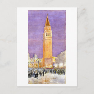 Vintage Watercolor of St. Mark's Square in Venice Postcard