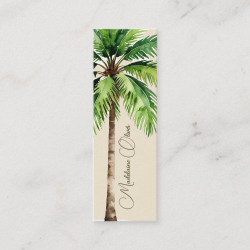 Vintage Watercolor Palm Tree Tropical Elegant Mini Business Card