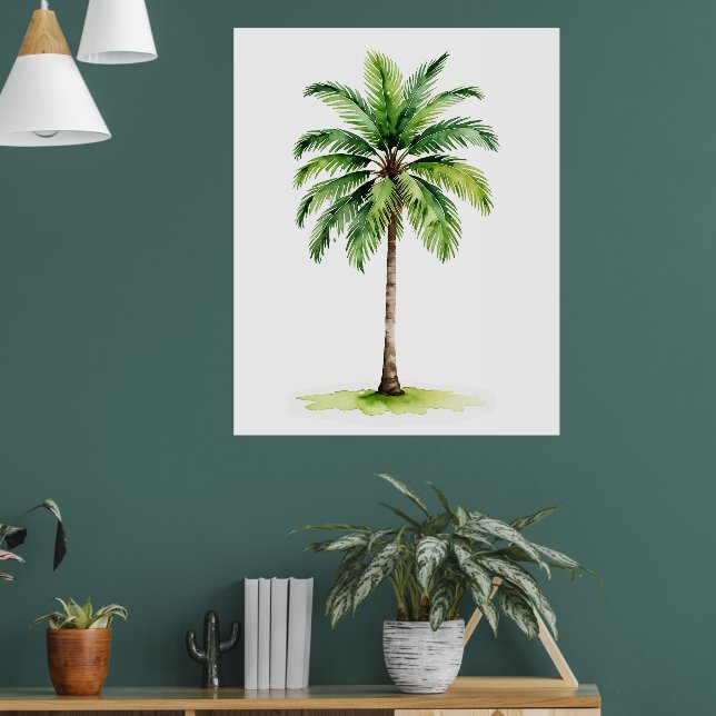 Vintage Watercolor Palm Tree Tropical Elegant  Poster (Living Room 1)
