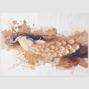 Vintage watercolor peacock tissue paper