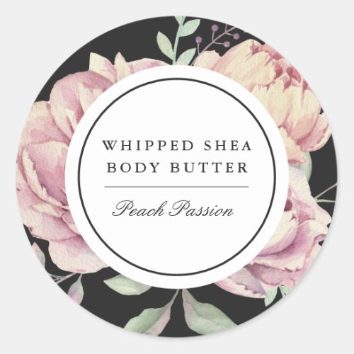Vintage Watercolor Peonies Dark Business Product Classic Round Sticker