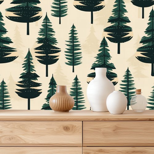 Vintage Watercolor Pine Tree Christmas Pattern  Wallpaper