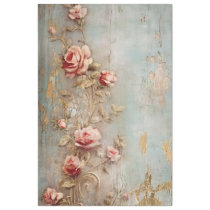 Vintage watercolor pink English roses faux gold  Tissue Paper