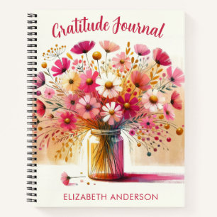 Vintage Watercolor Pink Floral Gratitude Journal