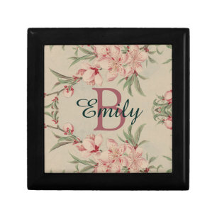 Vintage Watercolor Pink Floral Personalised Gift Box