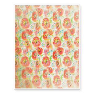 Vintage Watercolor Poppies Temporary Tattoos