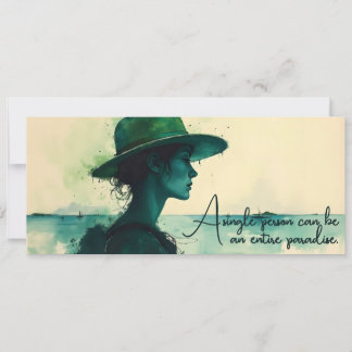 Vintage Watercolor Portrait Woman Seaside Quote