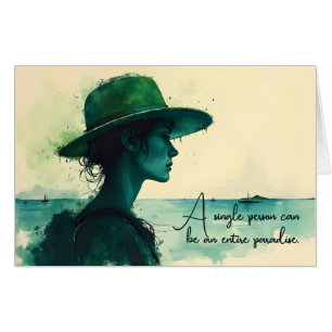 Vintage Watercolor Portrait Woman Seaside Quote Card