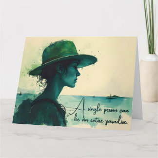 Vintage Watercolor Portrait Woman Seaside Quote Thank You Card